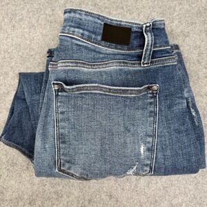 Judy Blue Jeans Womens‎ 14W Blue Wide Leg Button Fly Cropped Denim Stretch